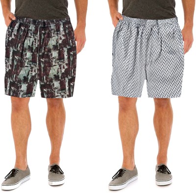 FLI HAUT Printed Men Brown, White Bermuda Shorts