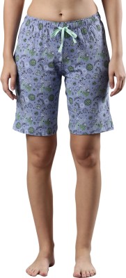 femmora Geometric Print Women Purple Basic Shorts