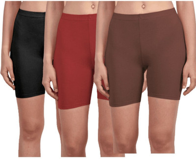 Vanila Solid Women Black, Brown, Maroon Cycling Shorts, Sports Shorts, Running Shorts