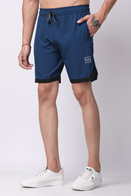 FitInOutFit Self Design Men Blue Running Shorts