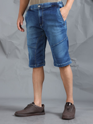 bEEVEE Solid Men Denim Blue Casual Shorts