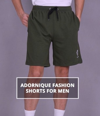 Adornique Fashion Solid Men Dark Green Regular Shorts