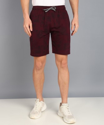 METRONAUT Men's Solid Regular Short Graphic Print Men Maroon Casual Shorts