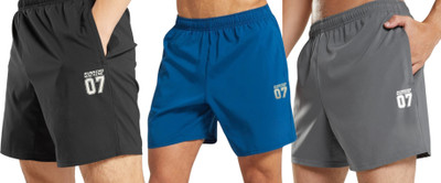 RUNNING MACHINE Solid Men Black, Dark Grey, Blue Sports Shorts