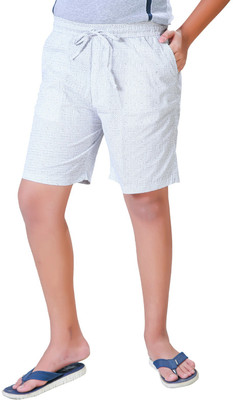 Chillax Printed Men White Bermuda Shorts