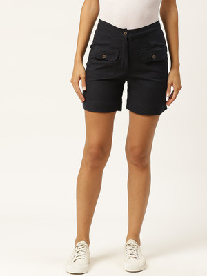 VYMO Solid Women Black Denim Shorts