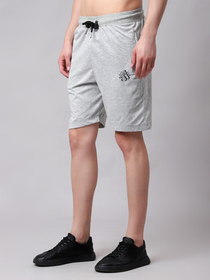 Zonecart Solid, Self Design Men Grey Regular Shorts