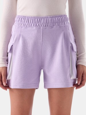 The Souled Store Solid Women Purple Basic Shorts