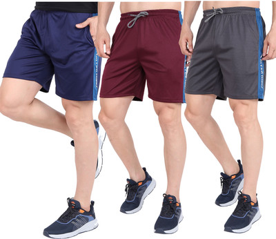 RiverHill Striped Men & Women Blue, Maroon, Brown Gym Shorts