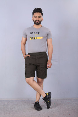 krd fashion Solid Men Brown Cargo Shorts