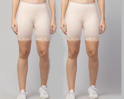 ARSHEEN ADORE Self Design Women Beige Basic Shorts