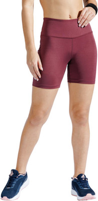 BASICPLZ Solid Women Maroon Sports Shorts