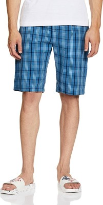 U.S. POLO ASSN. Checkered Men Blue Bermuda Shorts