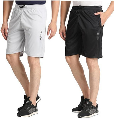 RiverHill Self Design Men Black, Grey Regular Shorts