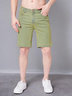 PROVOGUE Solid Men Green Denim Shorts