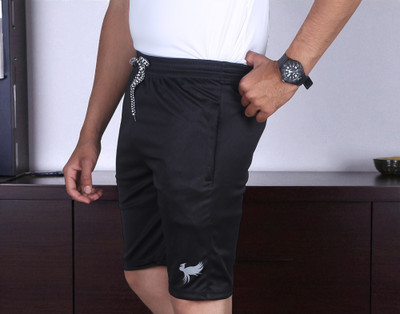 GAJVU Printed Men Black Sports Shorts