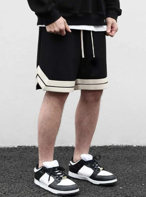 HOC Self Design Men Black Sports Shorts