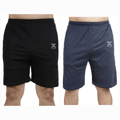 GS CRAZE Solid Men Black, Light Blue Regular Shorts