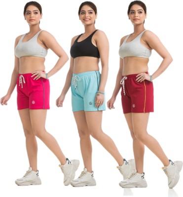 STYLE AK Solid Women Pink, Red, Maroon Regular Shorts