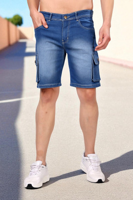 ZAYSH Solid Men Blue Denim Shorts