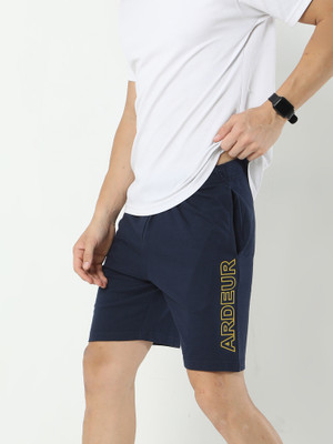 ARDEUR Self Design Men Dark Blue Basic Shorts