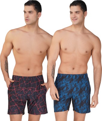 NINQ Printed Men Pink Swim Shorts
