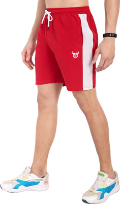 Go Devil Striped Men Red Cargo Shorts