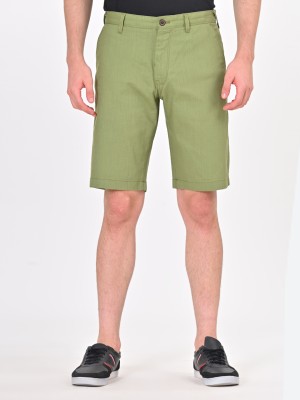 INDIAN TERRAIN Solid Men Green Casual Shorts