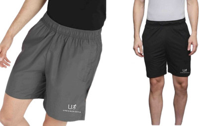 UBRN Printed Men Grey, Black Running Shorts