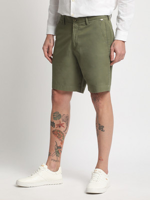 THE BEAR HOUSE Solid Men Green Casual Shorts