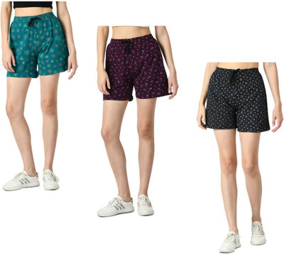 KAVYA Printed Women Multicolor Regular Shorts