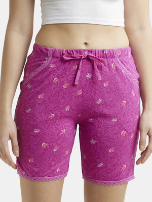 JOCKEY Printed Women Purple Regular Shorts