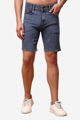PRJ IN STYLE Solid Men Denim Light Blue Regular Shorts
