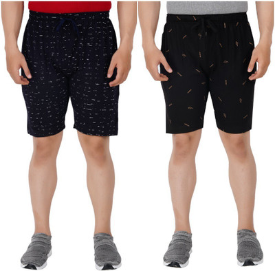 Guide Printed Men Dark Blue, Black Bermuda Shorts
