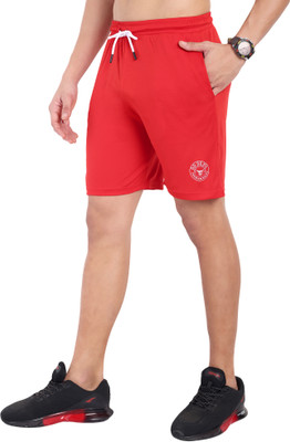 Go Devil Printed Men Red Cargo Shorts
