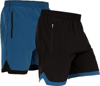 Sportinger Solid Men Blue, Black Regular Shorts