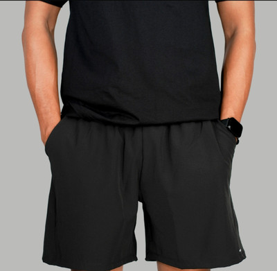 athgola. Solid Men Dark Grey Running Shorts