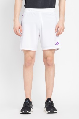 ADIDAS Striped Men White Sports Shorts