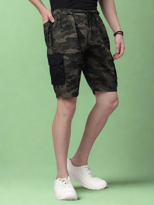 Ho Bindaass Military Camouflage Men Grey Cargo Shorts