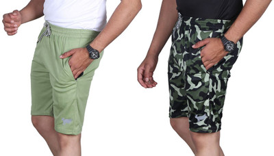 Anjaneya Solid, Printed Men Multicolor Regular Shorts