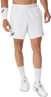 Asics Solid Men White Sports Shorts