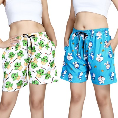 Exitro Printed Women Multicolor Basic Shorts