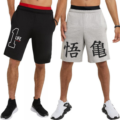 HOTFITS Graphic Print Men Black, Grey Basic Shorts