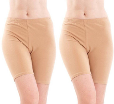 AmkrFashion Solid Women Beige Cycling Shorts