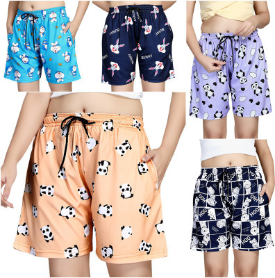Exitro Printed Women Multicolor Basic Shorts