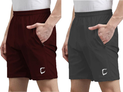 MGC MAANU Solid Men Maroon, Grey Sports Shorts