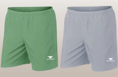 skyrow Printed Men Light Green, Grey Regular Shorts