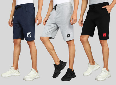 GYRFALCON Self Design Men Blue, Black, Silver Regular Shorts
