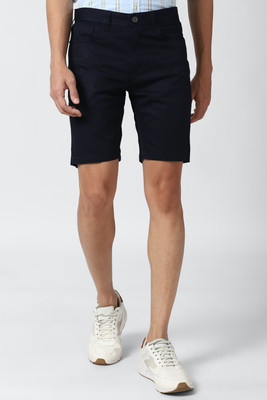 PETER ENGLAND Solid Men Dark Blue Regular Shorts
