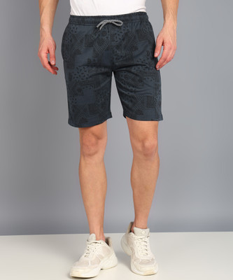 XFOX Graphic Print Men Dark Grey Casual Shorts